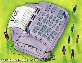 People w/ fax machine